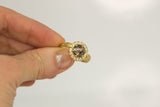 1.60ct Moody Rosecut Diamond Evergreen Six Prong Halo Ring in 18k Yellow Gold in fingers