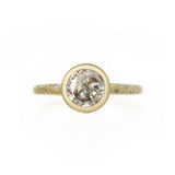 1.50ct Salt and Pepper Diamond in low profile Bezel Setting with Evergreen Embedded Diamonds 18k Yellow