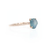 2.12ct Rough Montana Sapphire ring in Dainty 14k Rose Gold Evergreen Setting