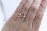 champagne diamond solitaire rose recycled gold handmade engagement ring