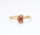 Peach Sapphire Rosecut Ring in Hand Carved gold by Anueva Jewelry