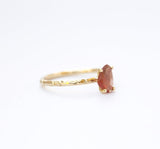 Peach Sapphire Rosecut Ring in Hand Carved gold by Anueva Jewelry