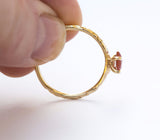Peach Sapphire Rosecut Ring in Hand Carved gold by Anueva Jewelry