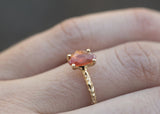 Peach Sapphire Rosecut Ring in Hand Carved gold by Anueva Jewelry