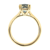 2.43ct Radiant Cut Periwinkle Blue Grey Sapphire in a Double Prong Cathedral Solitaire In 14k Yellow Gold