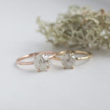 rosecut grey diamond galaxy diamond rose gold hand carved dainty engagement ring