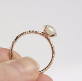 rosecut grey diamond galaxy diamond rose gold hand carved dainty engagement ring