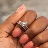 Straight Salt and Pepper Diamond French Set Wedding Band