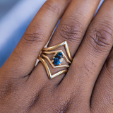 1.55ct Oval Sapphire Negative Space V Band Solitaire in 18k Yellow Gold