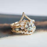 1.67ct Pear Montana Sapphire Low Profile Antique Diamond Cluster Ring in 14K Yellow Gold