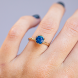 1.31ct Round Sapphire Scallop Cup Solitaire in 14k Yellow Gold