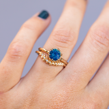 1.31ct Round Sapphire Scallop Cup Solitaire in 14k Yellow Gold