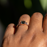 3.50ct Untreated Nigerian Teal Green Sapphire Six Prong Split Shank Solitaire in 18k Yellow Gold