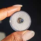 1.78CT ROSECUT FAT PEAR SALT AND PEPPER DIAMOND, CLEAR WITH EARTHY INCLUSIONS, 8.64X8.45X3.06MM