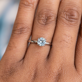 1.19ct Round White Montana Sapphire Classic 4 Prong Solitaire in 14k White Gold