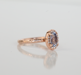 1.76ct Oval Watercolor Blue Sapphire in Halo 14k Rose Gold Evergreen Setting