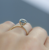 2.02ct Blue Montana Sapphire Solitaire with French Set Diamonds in 14k Yellow Gold