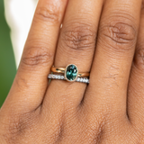 0.92ct Oval Sapphire Bezel Set Ring with Organic Alluvial Band In 14k Yellow Gold