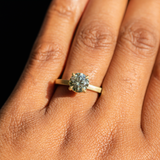 1.71ct Round Fancy Dark Green/Grey Diamond Flat Band 4 Prong Solitaire in 18k Yellow Gold