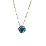 1.15ct Blue Montana Sapphire Six Prong Necklace in 14k Yellow Gold