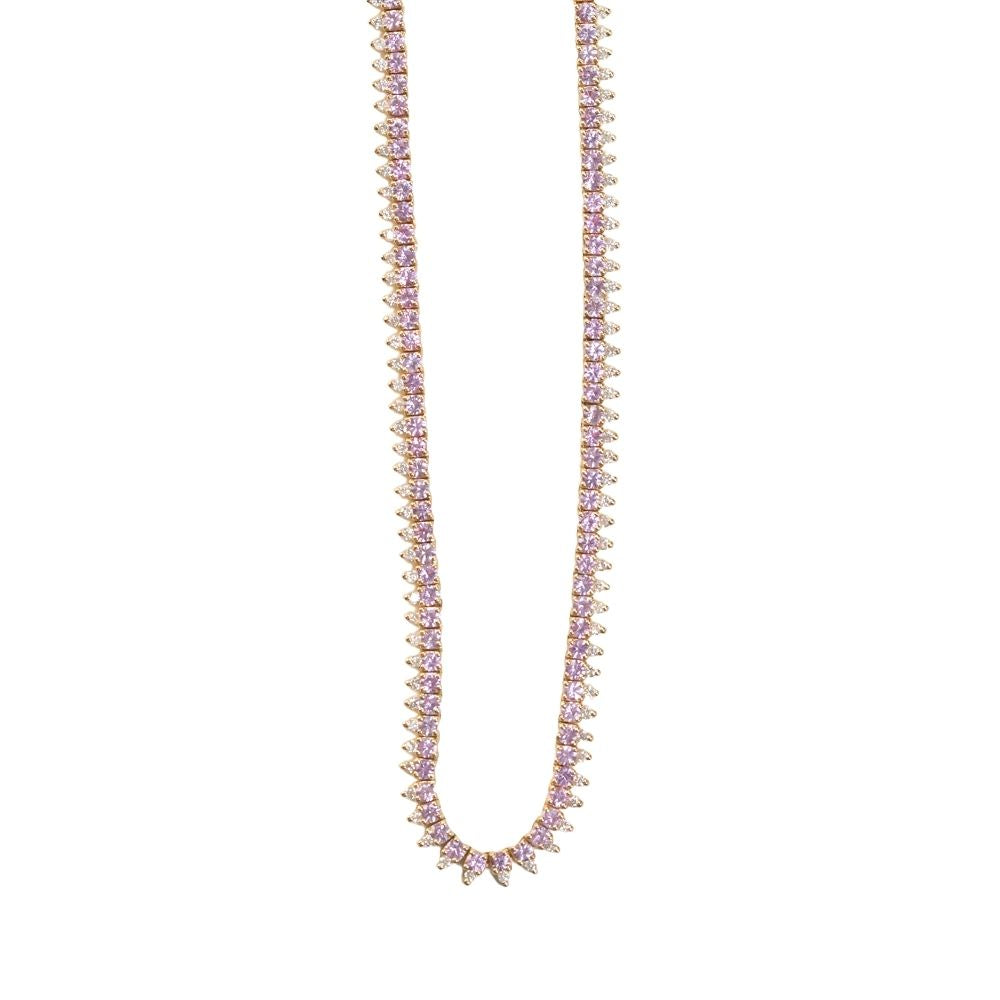 Davis Diamond Tennis Necklace with Removable Pink Sapphire Oval Lariat