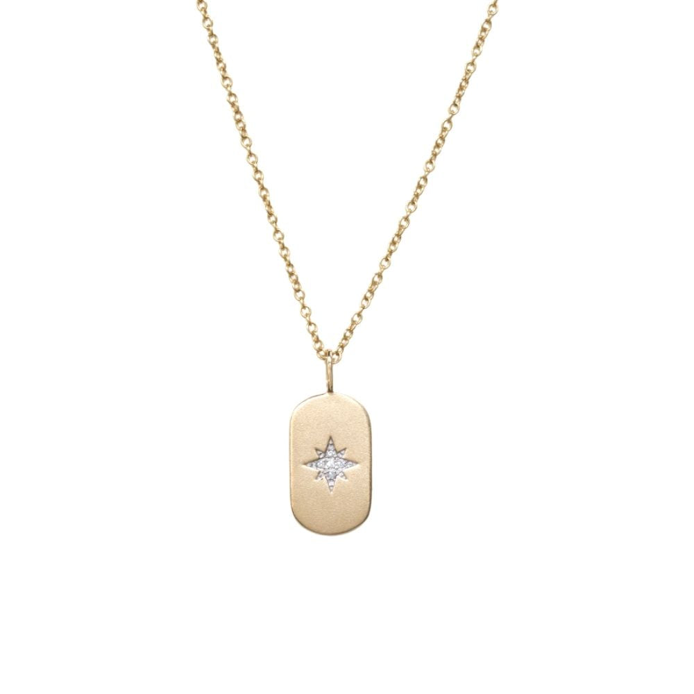 14K White Gold Mini Tag Necklace