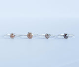 Silver Stocking Stuffers : Size 7 (Resizable)- Natural colored hexagon rustic diamonds in hand carved recycled silver prong setting by Anueva Jewelry