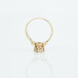 Champagne Old Mine Cut Diamond Vintage Yellow Gold and Black Enamel Ring