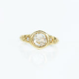 0.60ct White Rosecut Diamond in Hand Carved Organic 18k Bezel Setting