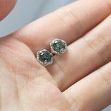 1.08ctw Montana Sapphire Earrings in White Gold Diamond Halo Setting