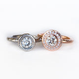 0.89 Old European Cut Diamond in Rose Gold Bezel Set Halo Evergreen