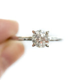 old european cut salt and pepper round solitaire old euro diamond handmade white recycled gold engagement ring