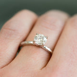 old european cut salt and pepper round solitaire old euro diamond handmade white recycled gold engagement ring