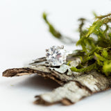 old european cut salt and pepper round solitaire old euro diamond handmade white recycled gold engagement ring