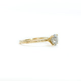 round salt and pepper solitaire diamond recycled rose gold carved handmade engagement ring anueva jewelry