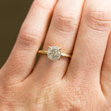 round salt and pepper solitaire diamond recycled rose gold carved handmade engagement ring anueva jewelry