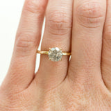 evergreen collection ground salt and pepper solitaire diamond recycled rose gold carved handmade engagement ring anueva jewelry