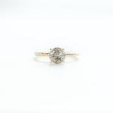 round salt and pepper solitaire diamond recycled rose gold carved handmade engagement ring anueva jewelry