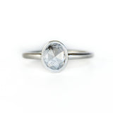 Anueva Jewelry Oval Rosecut Diamond in Satin White Gold Bezel Engagement Ring