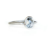 Anueva Jewelry Oval Rosecut Diamond in Satin White Gold Bezel Engagement Ring