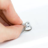 Anueva Jewelry Oval Rosecut Diamond in Satin White Gold Bezel Engagement Ring