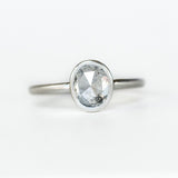 Anueva Jewelry Oval Rosecut Diamond in Satin White Gold Bezel Engagement Ring