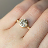 1.71ct Salt and Pepper Diamond in low profile Bezel Setting with Evergreen Embedded Diamonds 14k Yellow