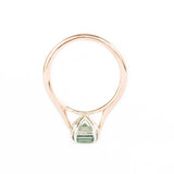 2.15ct Asscher Cut Unheated Sapphire in Two-Tone Rose and White Gold Cathedral Solitaire