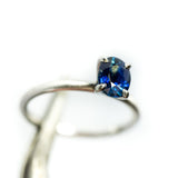 1.32ct Blue Oval Sri Lankan Sapphire Satin White Gold Ring by Anueva Jewelry