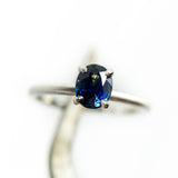 1.32ct Blue Oval Sri Lankan Sapphire Satin White Gold Ring by Anueva Jewelry