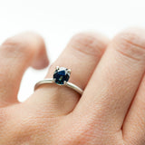 1.32ct Blue Oval Sri Lankan Sapphire Satin White Gold Ring by Anueva Jewelry