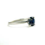 1.32ct Blue Oval Sri Lankan Sapphire Satin White Gold Ring by Anueva Jewelry