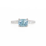 1.75ct East-West Radiant Cut Montana Sapphire with Diamond Band in 14k White