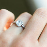 Anueva Jewelry Oval Rosecut Diamond in Satin White Gold Bezel Engagement Ring